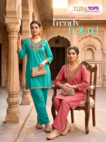 Trendy Touch Vol 3 By Tips Tops Rayon Embroidery Co Ord Set